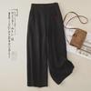 New Women's High-Waisted Retro Wide-Leg Pants - Spring/Summer Casual Cotton & Linen Draped Trousers