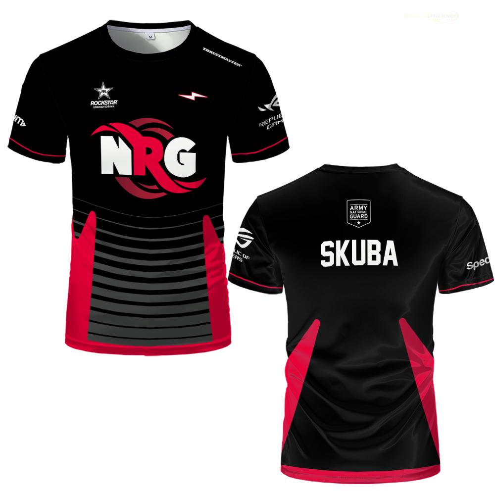 Игровая футболка NRG 10 Year Legacy, настраиваемая фанатами, мужская и женская, командные футболки VCT, Valorant Esports, с коротким рукавом, с круглым вырезом