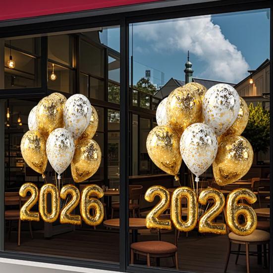 1/2 листа Наклейка на окно к Новому 2026 году Съемная Водонепроницаемая Статическая Наклейка на стекло С Новым годом Праздничное Фестивальное Украшение Декаль