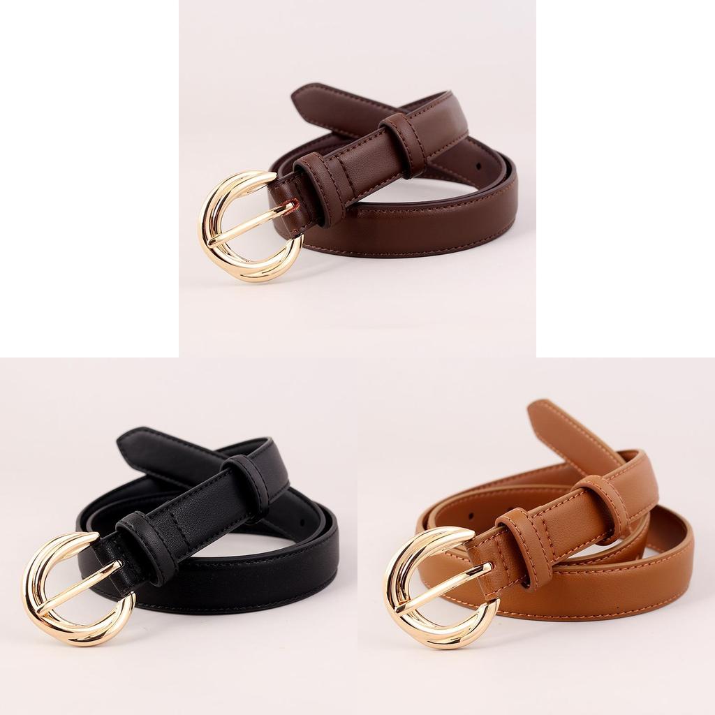 Classic Leather Belt For Women With Pin Buckle Casual Office Accessory Perfect For Spring