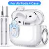Прозрачный чехол Secure Lock для беспроводных наушников AirPods 4, защитный силиконовый чехол с набором для чистки, брелок для чехла AirPods 4