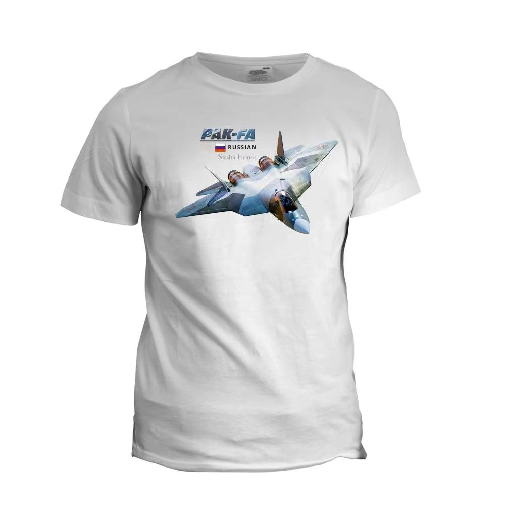 Russian PAKFA SU57 Fighter Aircraft TShirt Summer Cotton Short Sleeve ONeck Mens T Shirt New S3XL
