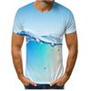 Short Sleeve T-shirts Spring Summer Men's Water Ice Block 3D Digital Printing Round Neck Loose Fitting Men's Base T Shirt