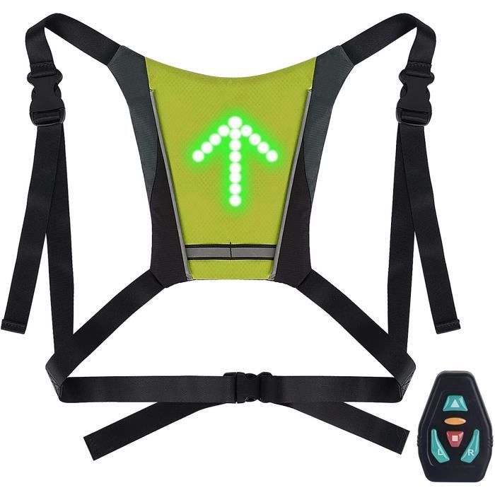 Vélo Réfléchissant Gilet Lumière Sac, Thanmoer Gilet de Cyclisme à LED, Rechargeable USB avec LED Clignotant Télécommande Équipement