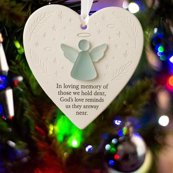 Heart-Shaped Sea Glass Friendship Ornament Handmade Sea Glass Angel/Ghost Ornament for Christmas Tree Timeless Friendship Keepsake