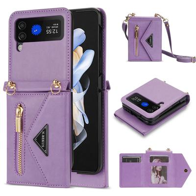 Кошелек-чехол кроссбоди для телефона Samsung Galaxy Z Flip 6 5 4 3 Flip6 Flip5 Flip4 Flip3 5G Ремешок Кожаная обложка Держатель для карт