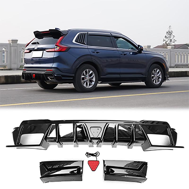Для Honda CR-V CRV Hybrid 2023-2025 Задний диффузор бампера со светодиодной подсветкой, Задний спойлер-губа, Защита днища, Элемент стайлинга