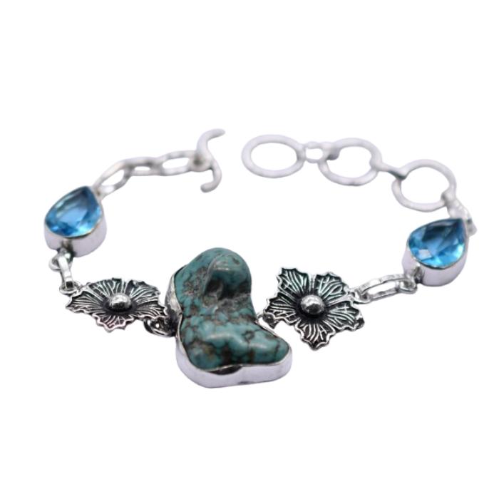 Turquoise Blue Topaz Gemstone Handmade Bracelet Jewelry BR 137