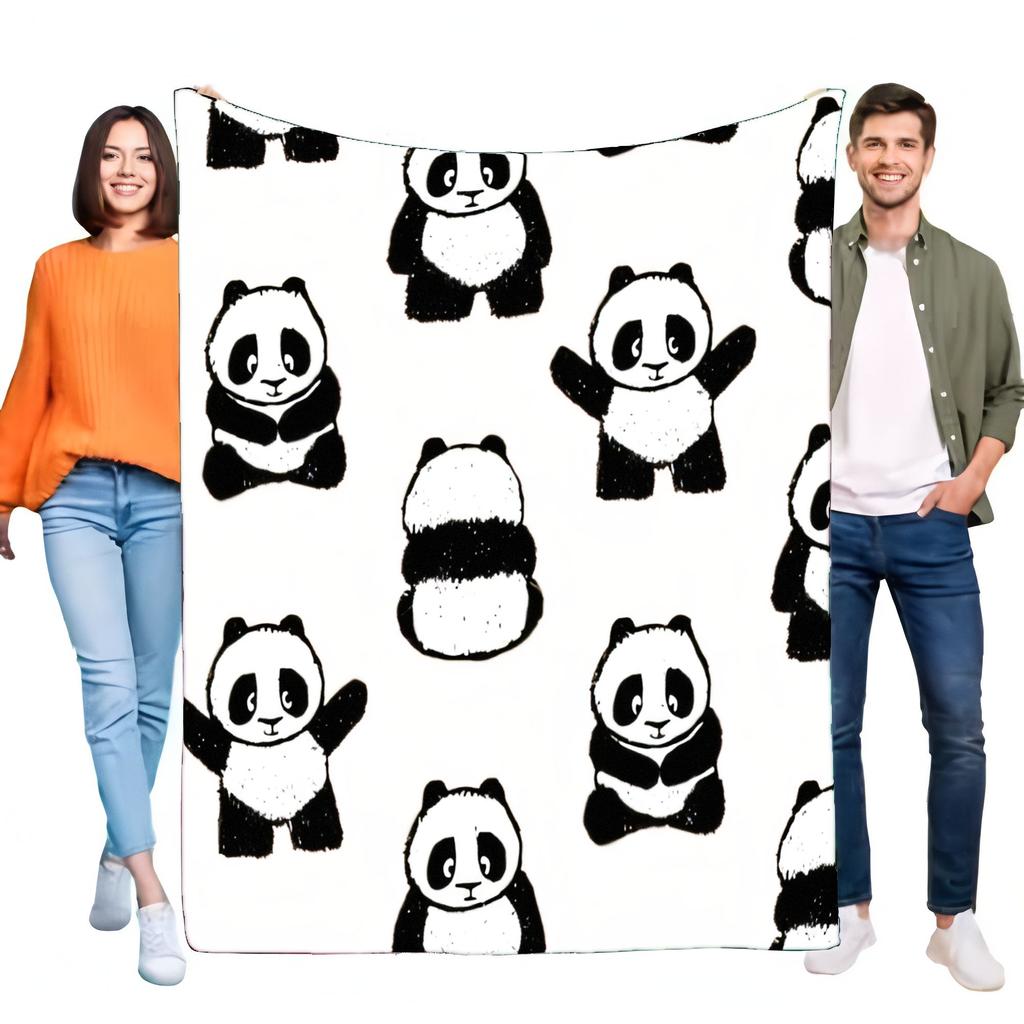 Cute Panda Print Blanket Soft Cozy Throw for Bed Sofa Lightweight Fabric Ideal for Home Decor Perfect Gift for Kids and Adult