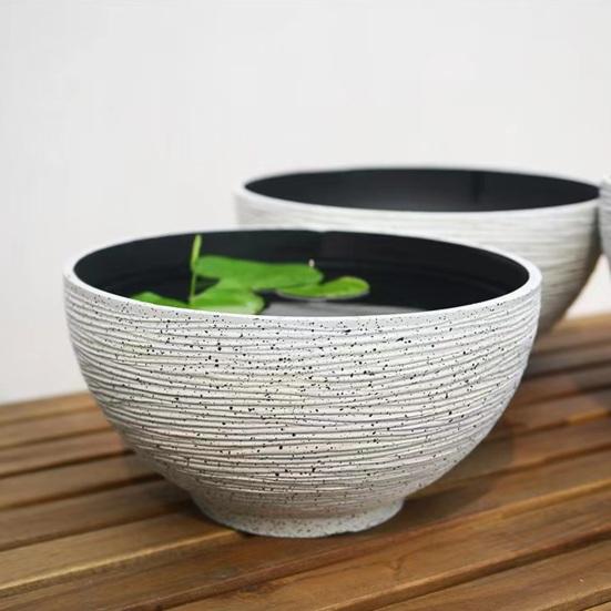 Plant Pot with Drainage, Resin Planter for Indoor Outdoor Plants, Medium Flower Pots for Patio, Balcony Garden Decor