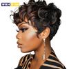 Черный женский короткий парик эльфа с челкой, многослойный стиль, кудрявый синтетический парик из коротких волос, женский короткий кудрявый парик