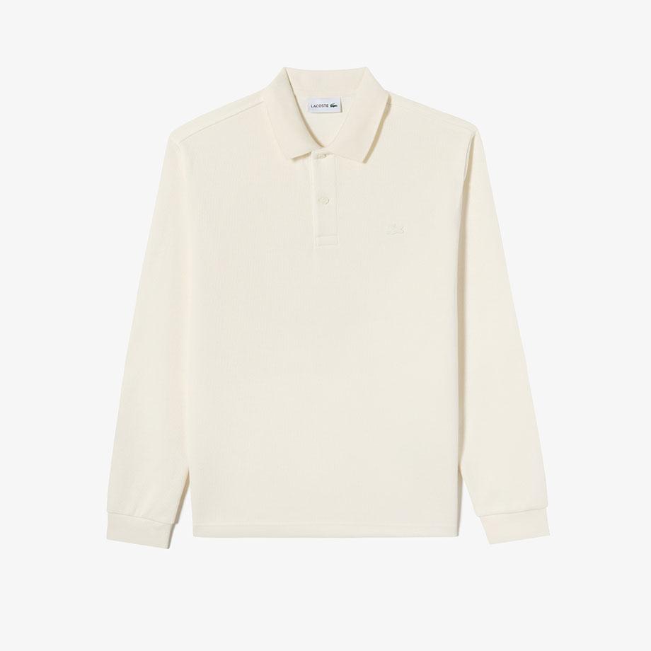 [lacoste] Men's Ribbed Long-Sleeve Polo Shirt PH262E-55NXFJ