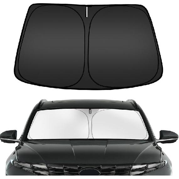 ARISMOTOR Солнцезащитный козырек на лобовое стекло для Hyundai Kona 2024-2025 2026, Подходящий складной солнцезащитный козырек на переднее стекло, Защитный козырек, Блокирует УФ-лучи, Сохраняет ваш автомобиль