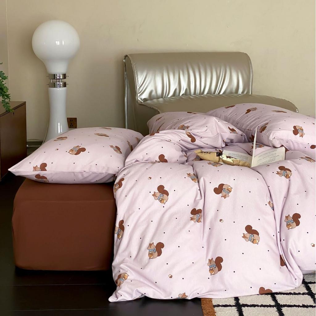 Children's cartoon Indian cotton pure cotton four-piece set, suitable for sleeping naked 100 pure cotton knitted cotton cute duvet cover bedding 1