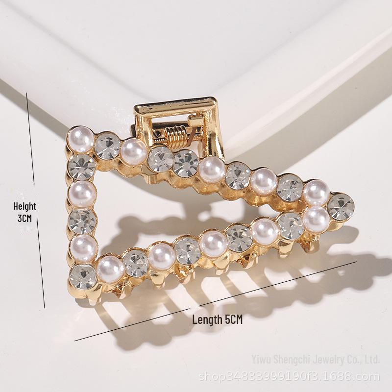 Корейская заколка для волос с жемчугом: Стильный зажим из сплава с гальваническим покрытием для женщин