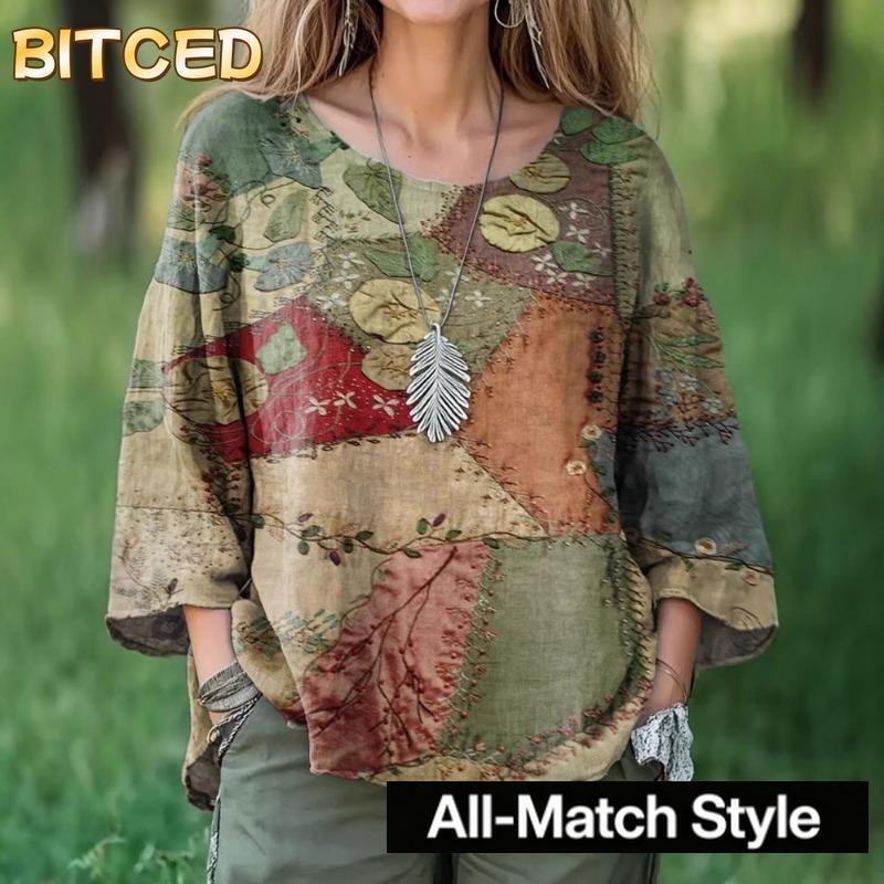 BITCED Женская Модная Повседневная Блузка & Рубашка с Рукавом 3/4 и Круглым Вырезом