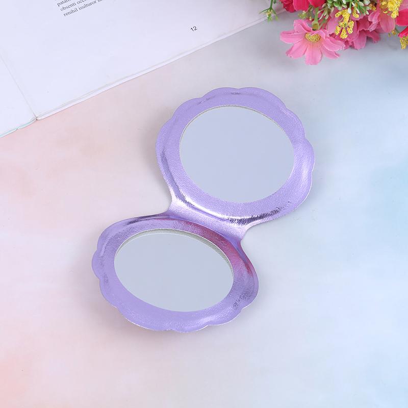 Sea Shell Shape Compact Cosmetic Mirror Pu Leather Double Sided Makeup Magnifier