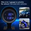 Round LCD 2in1 Temp Voltage Meter Blue Light LED Digital Temp Meter Voltmeter Gauge Truck