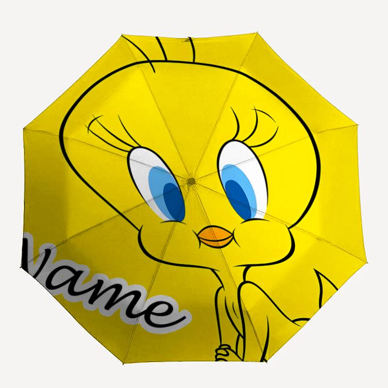 Personalized Name T-Tweety Print Umbrella - Automatic Open/Close, Eight-Rib Durable Frame, Automatic Folding Umbrella