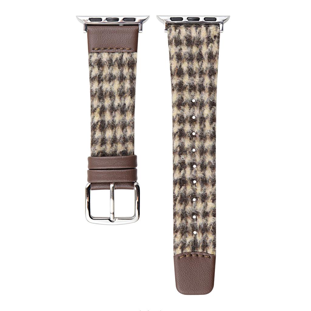 Woolen Fabric Leather Strap for Apple Watch Ultra 3 2 1 49mm/Series 11 10 46mm/9 8 7 45mm/SE3 SE2 SE 6 5 4 44mm/3 2 1 42mm Watch Band