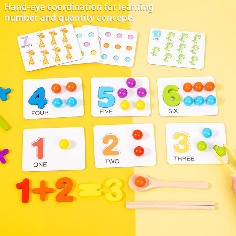 Wooden Montessori Clip Beads Toy Children Clip Ball Puzzle Toys  Fine Motor Training Color Sorting Matching Math Educational Toy