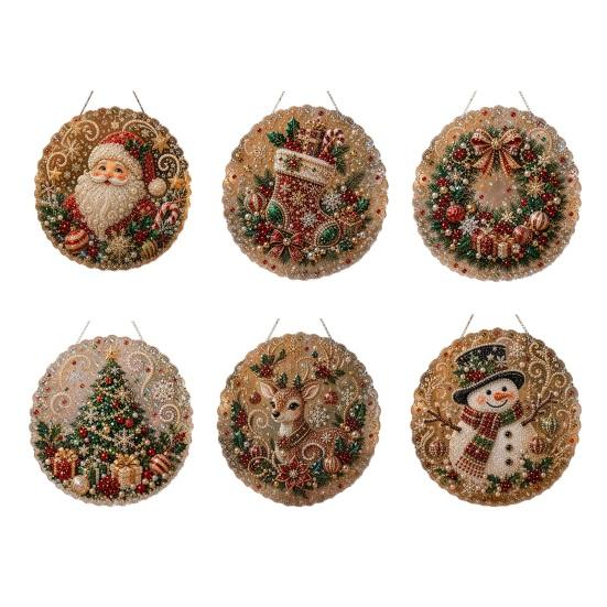 Decorative Christmas Tree Baubles Faux Pearl Art Kit, DIY Rhinestone Gem Painting Craft, Santa Festive Home Decor Items Stocking Elk Pattern