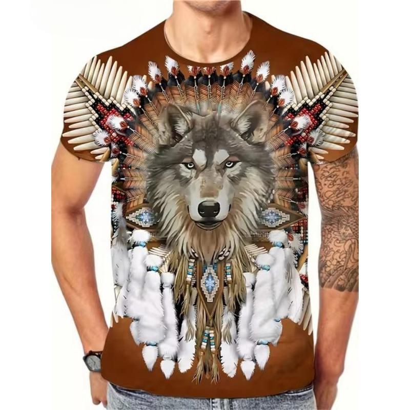 Футболка большого размера с принтом волка 3D для мужчин, летняя мода, уличная свободная повседневная рубашка с круглым вырезом и короткими рукавами, футболки для мужчин