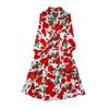 Spring and Autumn Long Sleeves Elegance Wide Hem Printed Dress