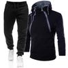 2026 Mens Hooded Pullover Sweatshirt Set With Dual Zippers Contrast Color Casual Tracksuit Collection