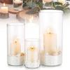 1pc/550ml/350ml/250ml Large Capacity Wedding Glass Cup Candlestick Straight Tube Glass Vase Dining Table Candle Decoration Art