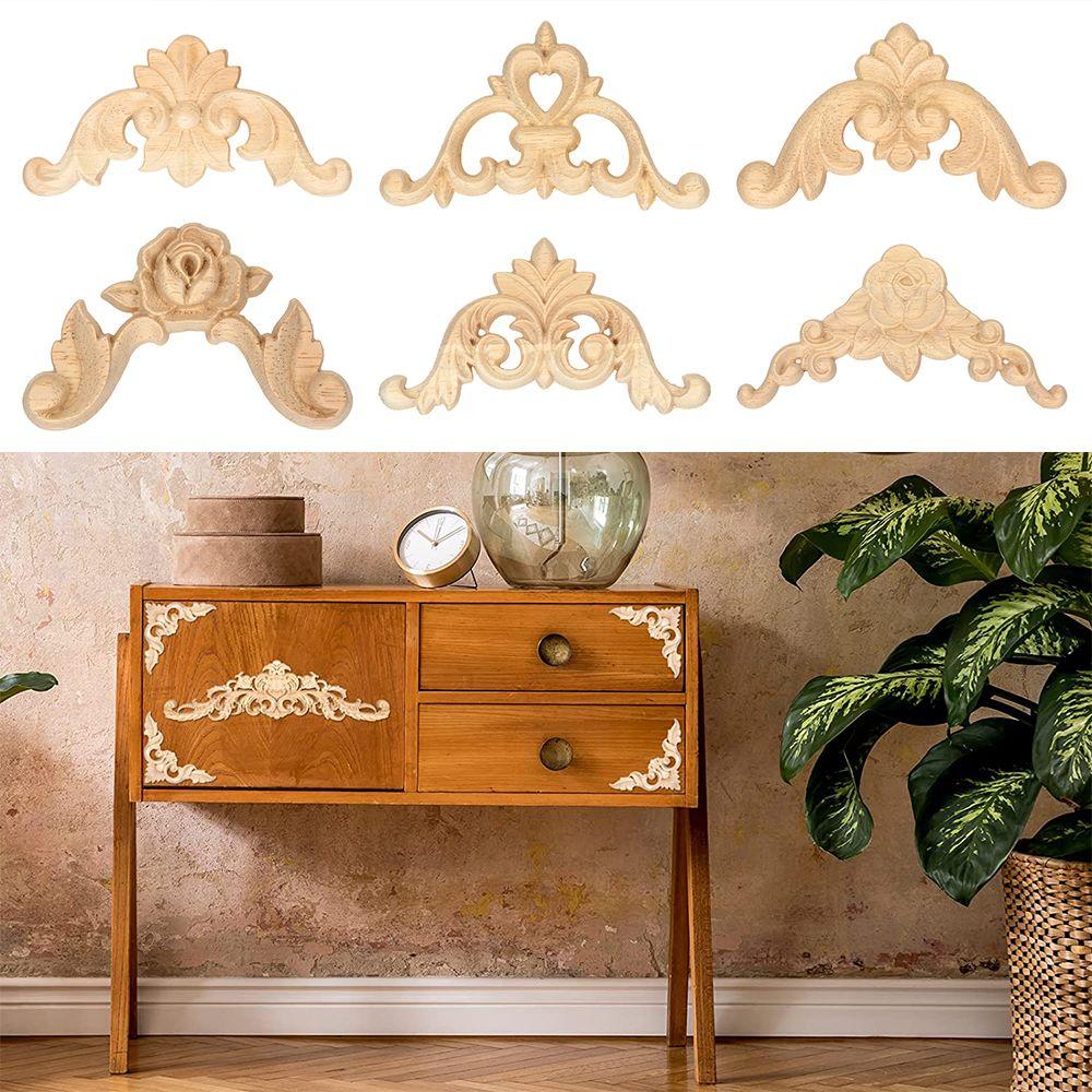 Наклейки Аппликации Аппликация из цельного дерева Угловой цветок Резьба по дереву Мебельная наклейка Деревянная аппликация