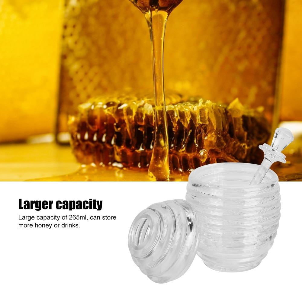 Transparent Honey Dispenser Plastic Honey Container Practical Honey Jar Syrup Seasoning Storage
