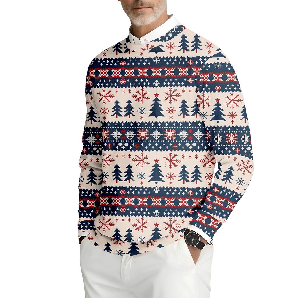 Мужская толстовка с круглым вырезом и длинными рукавами из рубчатого трикотажа