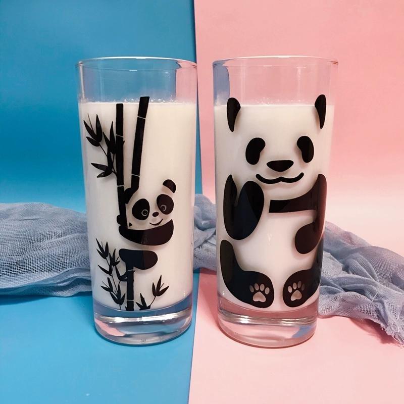 Домашняя ежедневная чашка для общежития, стеклянная чашка с милой пандой, чашка для молока, офисная чашка для воды, чашка для пары, открытая чашка для завтрака