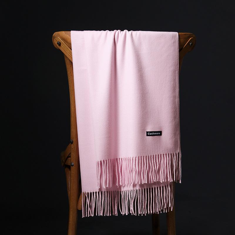 Spring And Autumn Winter New Scarf Women'S Tassel Imitation Cashmere Versatile Solid Color Scarf Dual Purpose Student Long Style Thickened