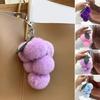 Plush Grape Keychain Fuzzy Faux Fur Car Bag Decoration Hanging Pendant with Metal Buckle Backpack Car Keys Wallet Phone Pendant