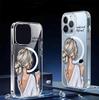 Вид сзади Девушка Магнитный Прозрачный Чехол для iPhone 15/16/17 Pro Max Полное Покрытие
