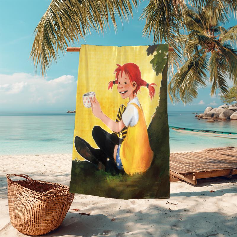 1Pc Pippi Adventure Beach Towel Microfiber Beach Towel Thin Absorbent For Beach Swimming Yoga Bath Sports 0917274