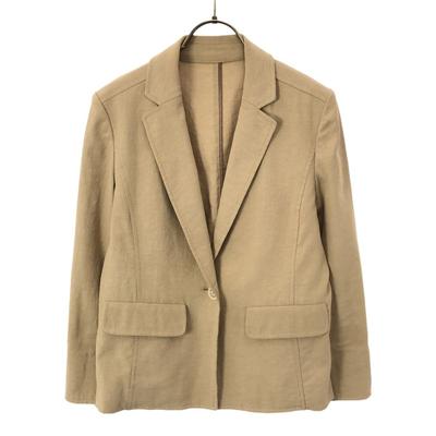 Приталенный жакет с длинным рукавом 40 бежевый Смесь льна Женский Б/у