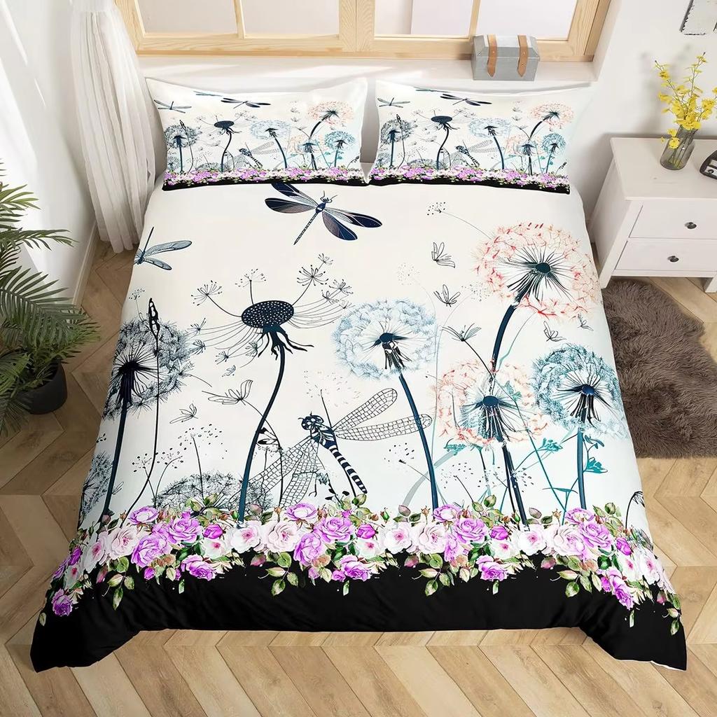 Акварельный Ботанический Цветочный Набор Пододеяльников Фиолетовый Растение Цветок Принт Постельное Белье Девочки Женщины Декор 2/3 Предмета Чехлы для Одеял
