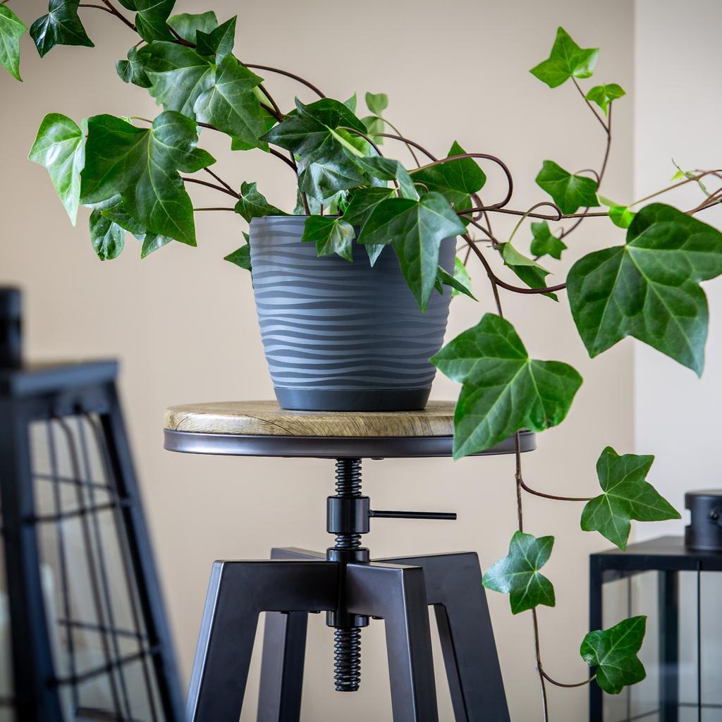 KADAX Doniczka Donica Na Kwiaty 13cm Osłonka Okrągła Kwietnik Plastikowa Antracyt