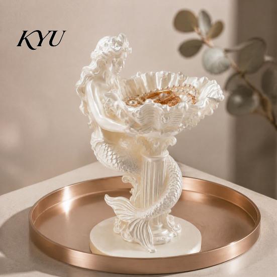 Desktop Odds And Ends Holder Mermaid Jewelry Storage Box, Decorative Seashell Trinket Tray, 3D Printing Unique Birthday Gifts for Her Pearlescent