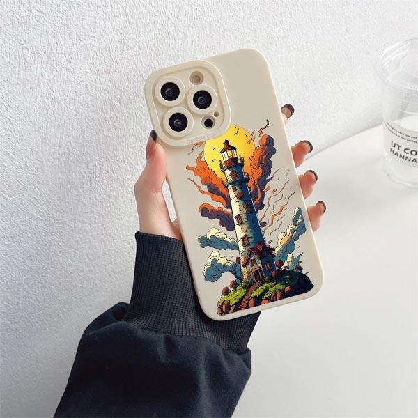 Чехол для телефона в абстрактном стиле с маяком для iPhone XS XR X 11 12 13 14 Pro Max 7 8 14 Plus SE 2020 Мягкий силиконовый задний чехол Fundas