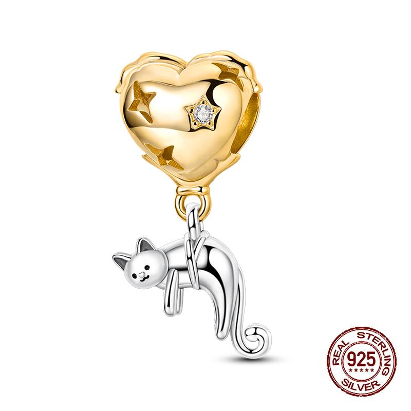 Charms Copper Moon Luminous Magical Cat Charms Beads Fit Original Bracelets Fashion Diy Jewelry Birthday Gifts