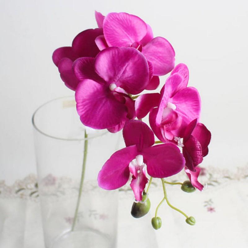 DIY Artificial Butterfly Orchid Silk Flower Orchid Artificial Flowers Bouquet Phalaenopsis Home Decoration 1 Piece