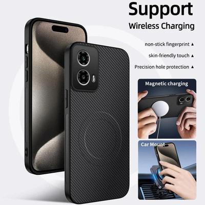 Чехол из углеродного волокна с магнитной беспроводной зарядкой для Motorola Moto Edge 50 NEO 50 Fusion 50 Ultra, противоударный силиконовый чехол