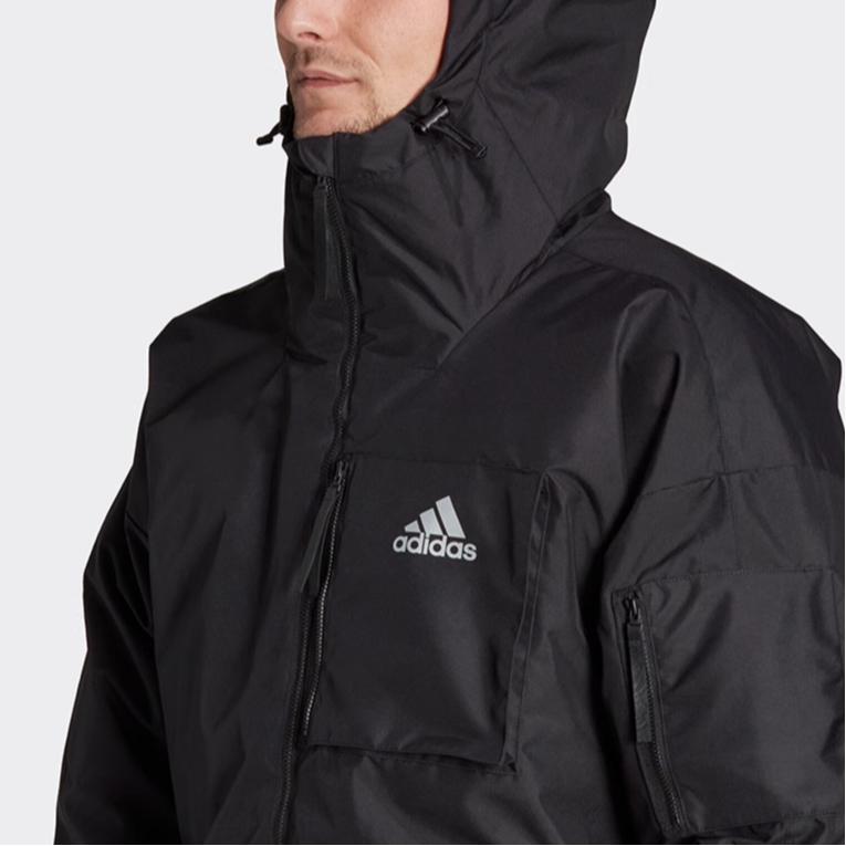 adidas Мужские пуховики Черные С капюшоном Утепленные Другие HK6665