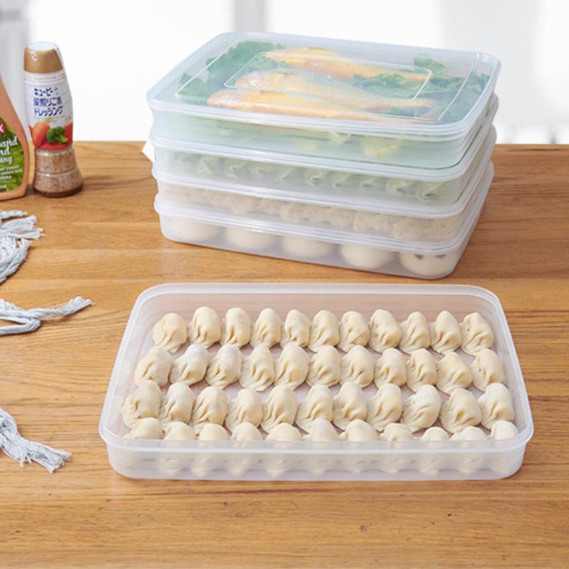 Tableware Frozen Dumplings Box Refrigerator Fresh-keeping Storage Frozen Dumplings Box Regardless of Box with Lid Tray Cocina