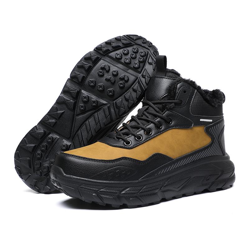 Большие размеры походные ботинки для мужчин и женщин, нескользящие, со шнуровкой, для скалолазания, зимние, черные, теплые, меховые, размер 48, походная обувь