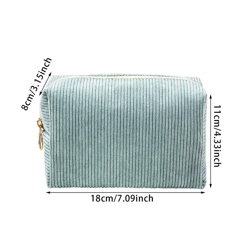 Women's Corduroy Cosmetic Pouch Portable Maleup Handbags Travel Toiletry Storage Bag